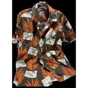 Roundtree & Yorke Men's Carribean/Hawaiian Palm Leaf Shirt Size Large